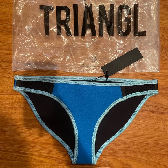 TRIANGL Blue Neoprene Bikini Bottoms | Size Medium | NWT - Picture 1 of 4